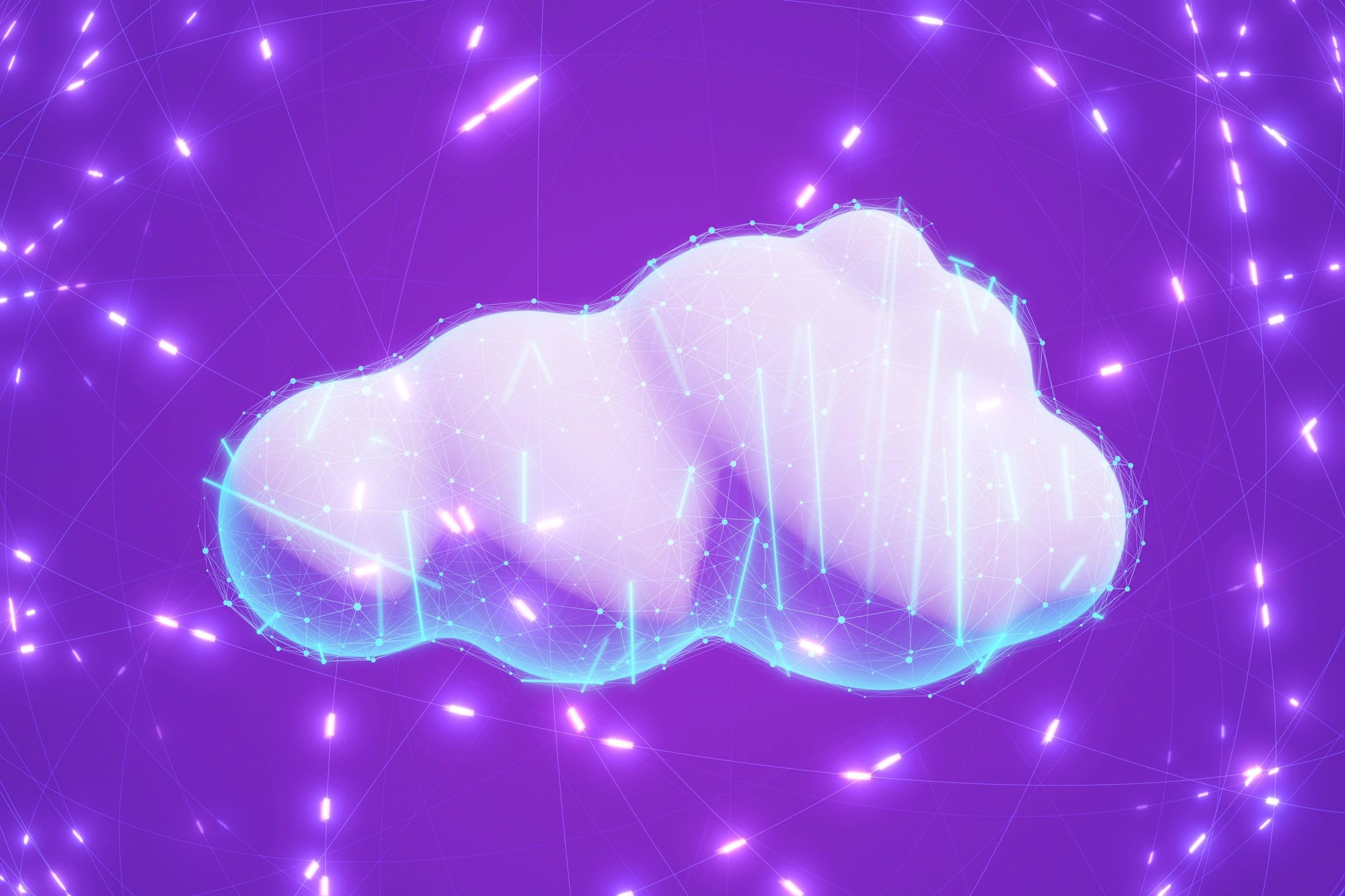 Premium cloud computing visual with purple gradient
