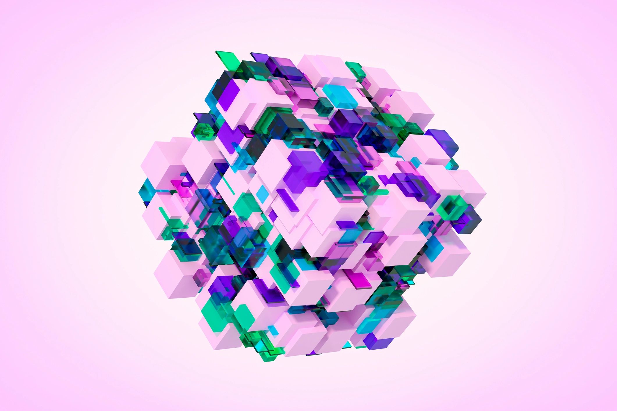 Abstract Connected Cube, Artificial Intelligence Technology Background
