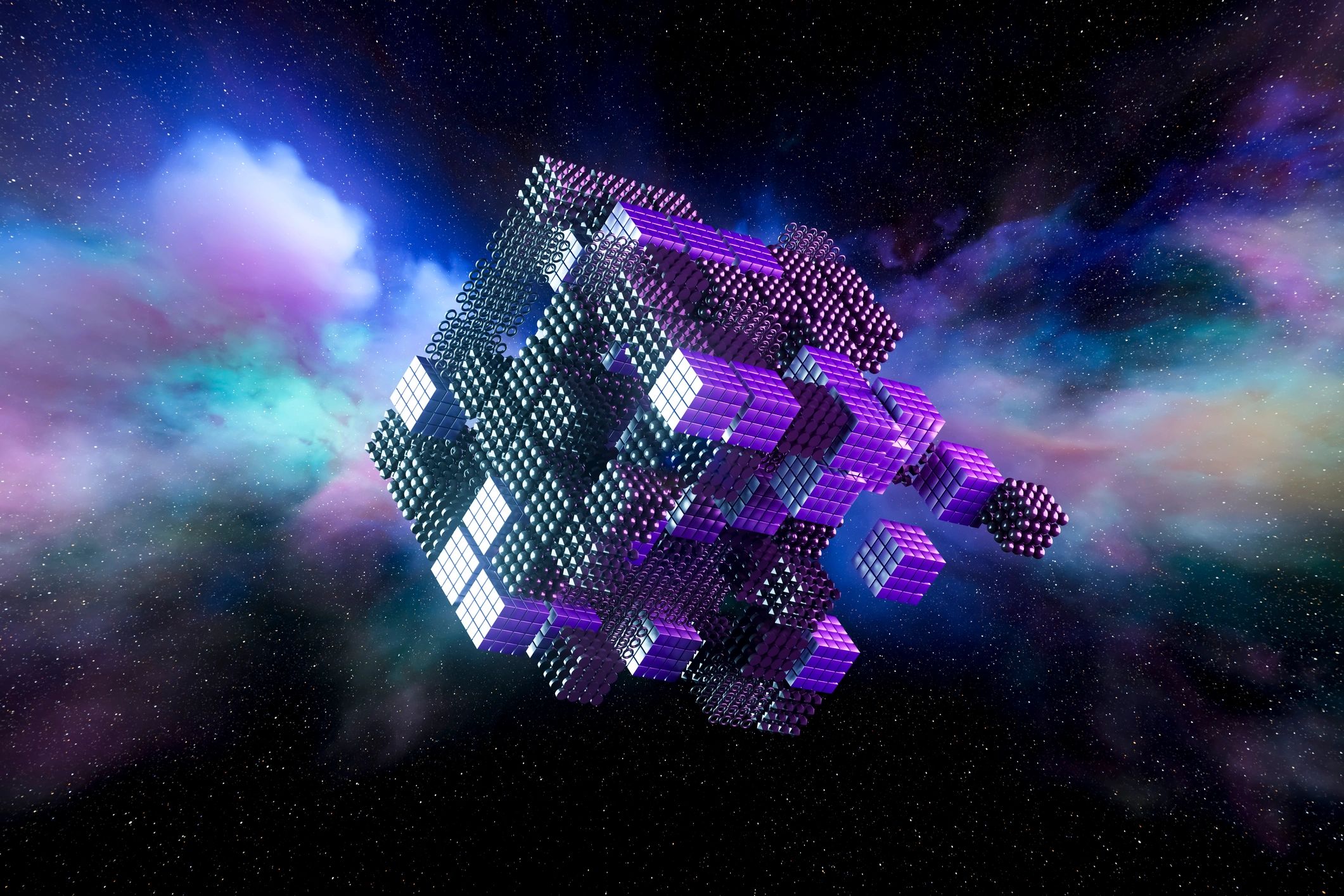 Abstract AI and cloud infrastructure cube